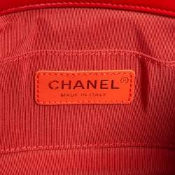 Pre Owned Chanel Coral Red Quilted Leather Small Circular Top Handle Bag