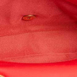 Pre Owned Chanel Coral Red Quilted Leather Small Circular Top Handle Bag