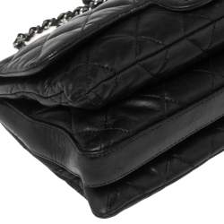 Pre Owned Chanel Black Quilted Leather Medium Vintage Triple Compartment Flap Bag