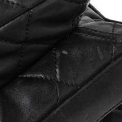Pre Owned Chanel Black Quilted Leather Medium Vintage Triple Compartment Flap Bag