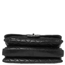 Pre Owned Chanel Black Quilted Leather Medium Vintage Triple Compartment Flap Bag