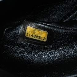 Pre Owned Chanel Black Crinkled Leather Medium Classic Double Flap Bag 