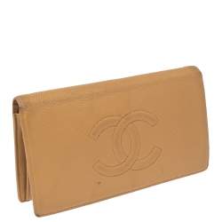 Chanel Beige Caviar Leather CC Cambon Wallet