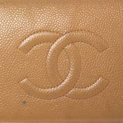 Chanel Beige Caviar Leather CC Cambon Wallet