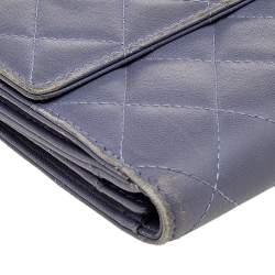 Pre Owned Chanel Lavender Quilted Leather CC Long Flap Wallet