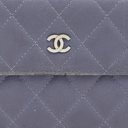 Pre Owned Chanel Lavender Quilted Leather CC Long Flap Wallet