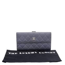 Pre Owned Chanel Lavender Quilted Leather CC Long Flap Wallet