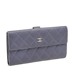 Pre Owned Chanel Lavender Quilted Leather CC Long Flap Wallet
