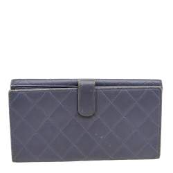 Pre Owned Chanel Lavender Quilted Leather CC Long Flap Wallet