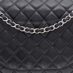 Pre Owned Chanel Black Quilted Leather Maxi Classic Single Flap Bag