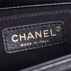 Pre Owned حقيبة بقلاب شانيل بوي جلد مبطن أسود بسلسلة صغيرة