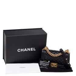 Pre Owned حقيبة بقلاب شانيل بوي جلد مبطن أسود بسلسلة صغيرة