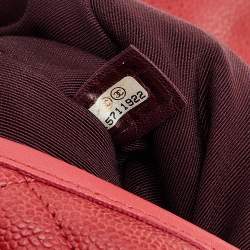 Pre Owned Chanel Orange Caviar Quilted Leather CC French Riviera Flap Bag