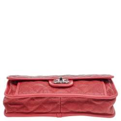 Pre Owned Chanel Orange Caviar Quilted Leather CC French Riviera Flap Bag