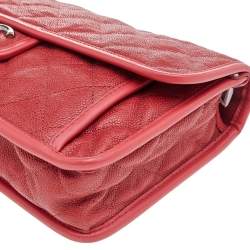 Pre Owned Chanel Orange Caviar Quilted Leather CC French Riviera Flap Bag