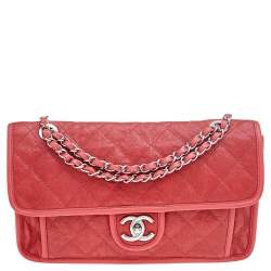 Chanel Orange Caviar Quilted Leather CC French Riviera Flap Bag