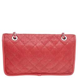 Pre Owned Chanel Orange Caviar Quilted Leather CC French Riviera Flap Bag