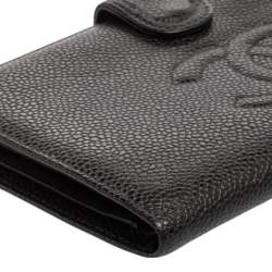 Pre Owned Chanel Black Caviar Leather Vintage Timeless CC French Wallet 