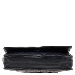 مملوكة مسبقًا محفظة بسلسلة شانيل كلاسيك جلد مبطن أسود