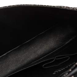 Pre Owned Chanel Black/Gold Quilted Lace and Leather Medium Classic Double Flap Bag