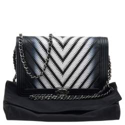 Chanel Multicolor Chevron Lizard Boy Wallet On Chain