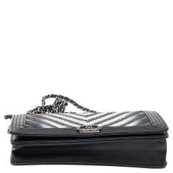 Chanel Multicolor Chevron Lizard Boy Wallet On Chain
