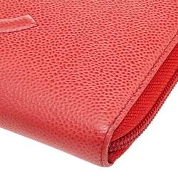 Chanel Orange Leather CC Timeless Zip Around Wallet
