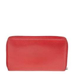 Chanel Orange Leather CC Timeless Zip Around Wallet