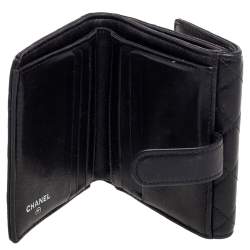 Chanel Black Quilted Leather CC Flap French Wallet