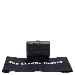 Chanel Black Quilted Leather CC Flap French Wallet