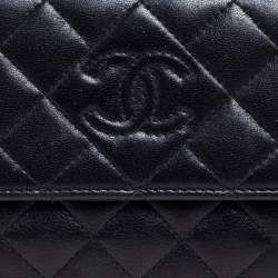 Chanel Black Quilted Leather CC Flap French Wallet
