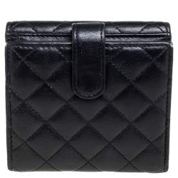 Chanel Black Quilted Leather CC Flap French Wallet