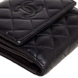 Chanel Black Quilted Leather CC Flap French Wallet