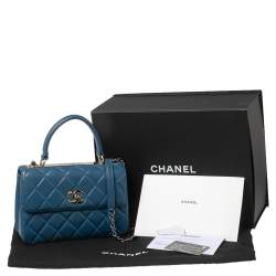 Pre Owned Chanel Blue Quilted Leather Small Trendy CC Flap Top Handle Bag
