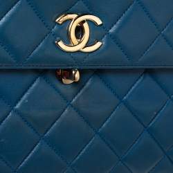 Pre Owned Chanel Blue Quilted Leather Small Trendy CC Flap Top Handle Bag