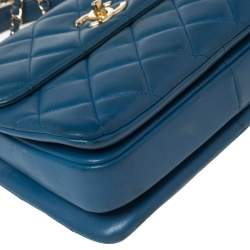 Pre Owned Chanel Blue Quilted Leather Small Trendy CC Flap Top Handle Bag