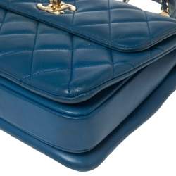 Pre Owned Chanel Blue Quilted Leather Small Trendy CC Flap Top Handle Bag