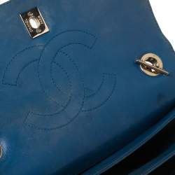 Pre Owned Chanel Blue Quilted Leather Small Trendy CC Flap Top Handle Bag