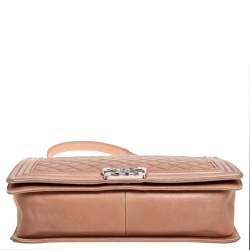 Pre Owned حقيبة شانيل بوي جلد مبطن بيج ميتالك كبيرة 