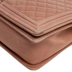 Pre Owned حقيبة شانيل بوي جلد مبطن بيج ميتالك كبيرة 