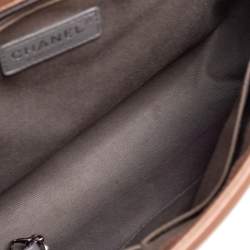 Pre Owned حقيبة شانيل بوي جلد مبطن بيج ميتالك كبيرة 