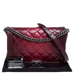 مملوكة مسبقًا حقيبة شانيل بوي جلد رصاصي مبطن كبيرة بقلاب