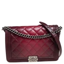 مملوكة مسبقًا حقيبة شانيل بوي جلد رصاصي مبطن كبيرة بقلاب