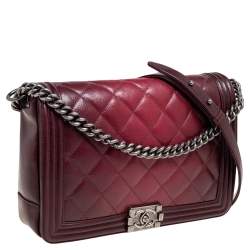 مملوكة مسبقًا حقيبة شانيل بوي جلد رصاصي مبطن كبيرة بقلاب