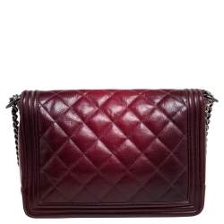 مملوكة مسبقًا حقيبة شانيل بوي جلد رصاصي مبطن كبيرة بقلاب