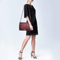 مملوكة مسبقًا حقيبة شانيل بوي جلد رصاصي مبطن كبيرة بقلاب