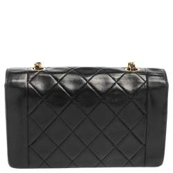 Pre Owned Chanel Black Quilted Leather Diana Flap Bag