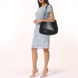 Pre Owned Chanel Black Leather Accordion Shoulder Bag