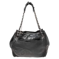 Pre Owned Chanel Black Leather Accordion Shoulder Bag