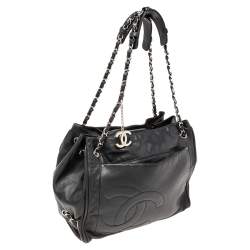 Pre Owned Chanel Black Leather Accordion Shoulder Bag